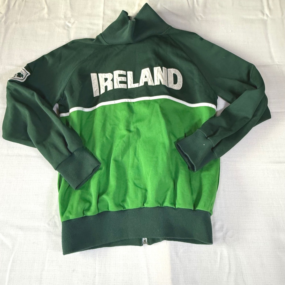 Vintage 90s Ireland Track Jacket Shamrock Green Full Zip ACE Size Medium - Picture 7 of 9